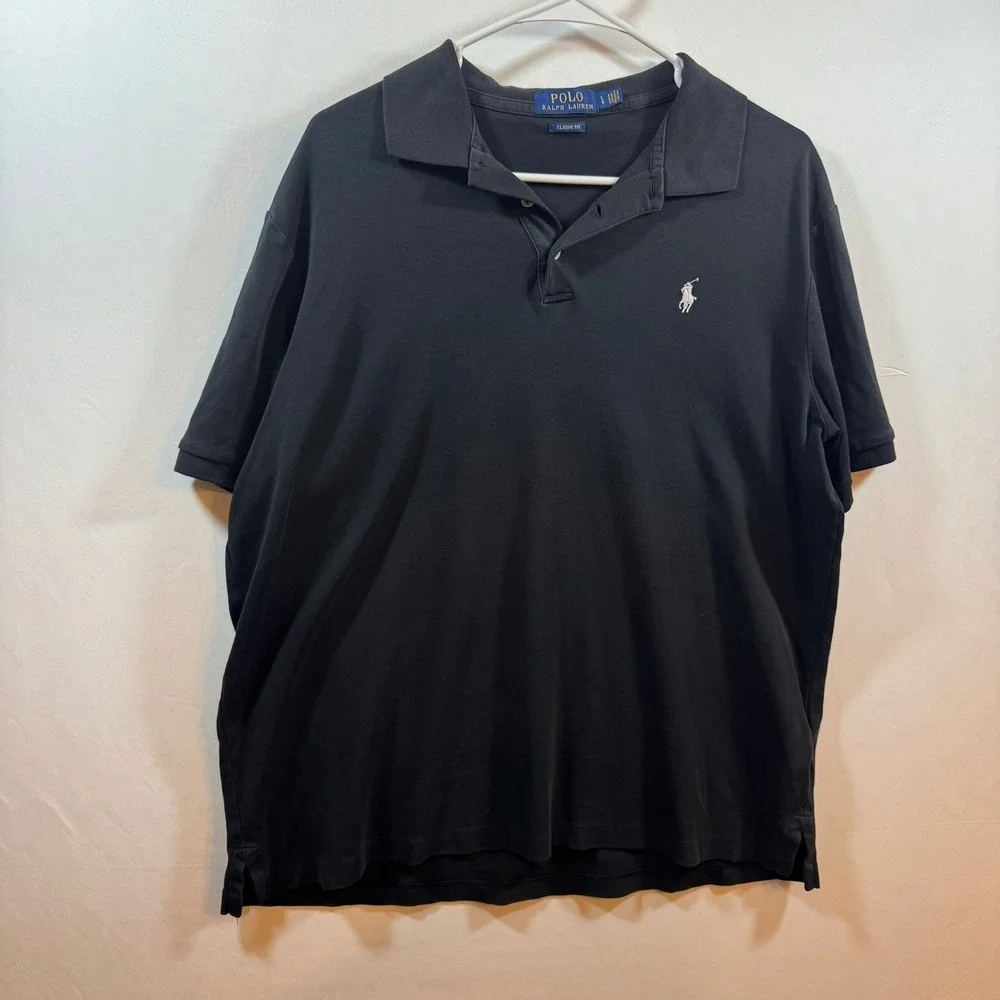 Polo Ralph Lauren Mens Classic Fit Black Short Sleeve Polo Shirt Large Pony Logo